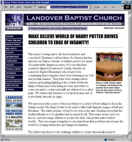 Parody Baptist Church site